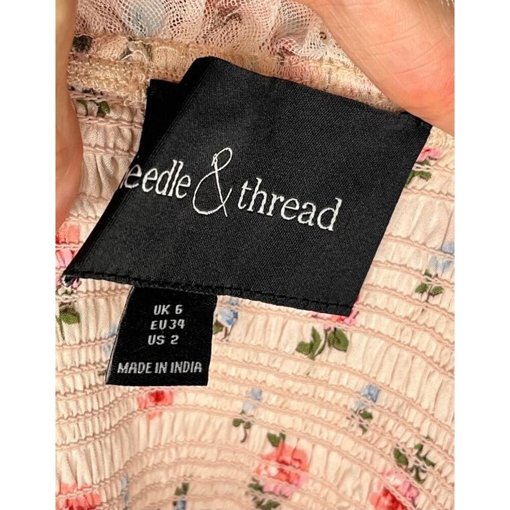 NEEDLE & THREAD Sz 2 Bijou Rose Smocked Maxi Dress Gown - Picture 3 of 13